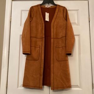 Faux Suede Car Coat Size Small